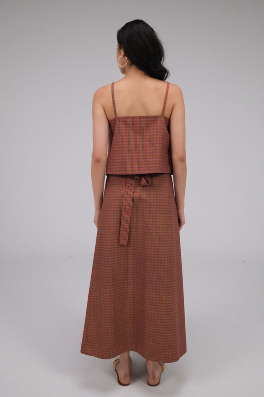 THE ORANGE SKIRT WITH TRIANGLE CRYSTALS