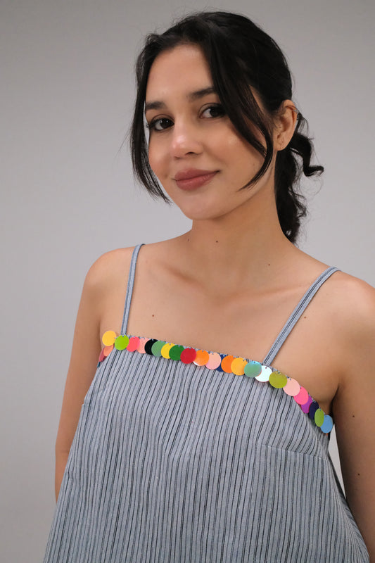 THE BLUE TOP WITH COINS
