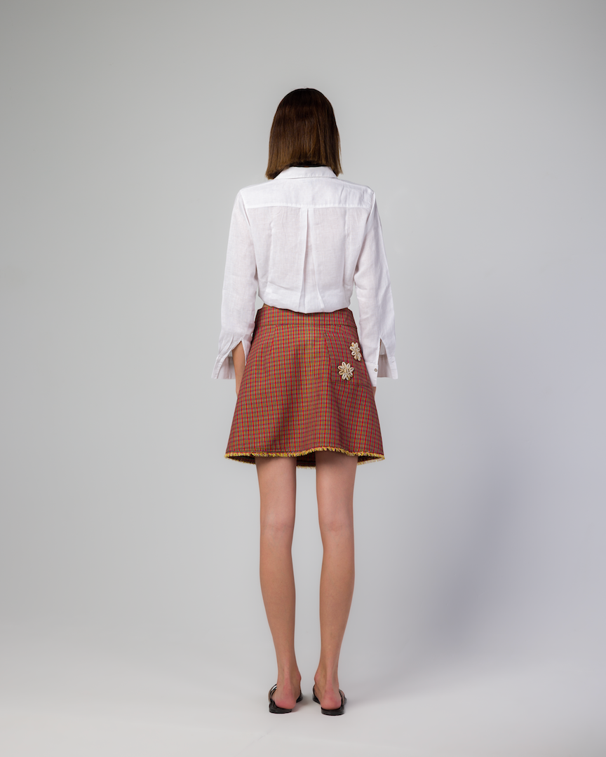 ORANGE CHECKS MINI SKIRT