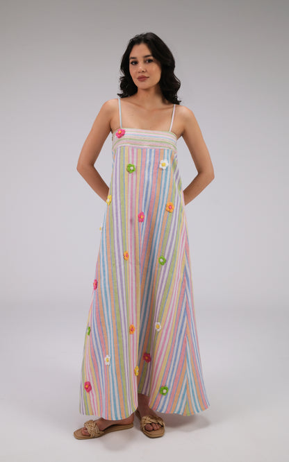 THE DAISY MAXI STRIPED DRESS IN WHITE