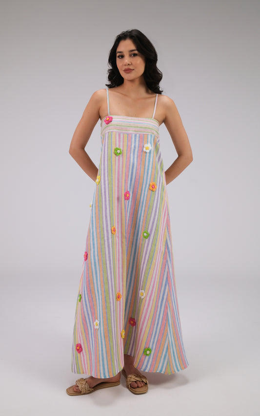 THE DAISY MAXI STRIPED DRESS IN WHITE