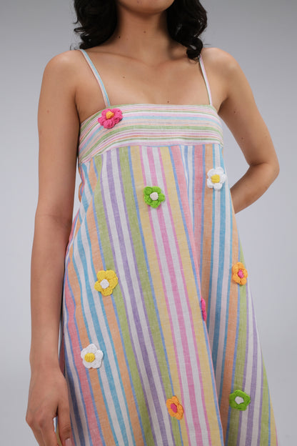 THE DAISY MAXI STRIPED DRESS IN WHITE