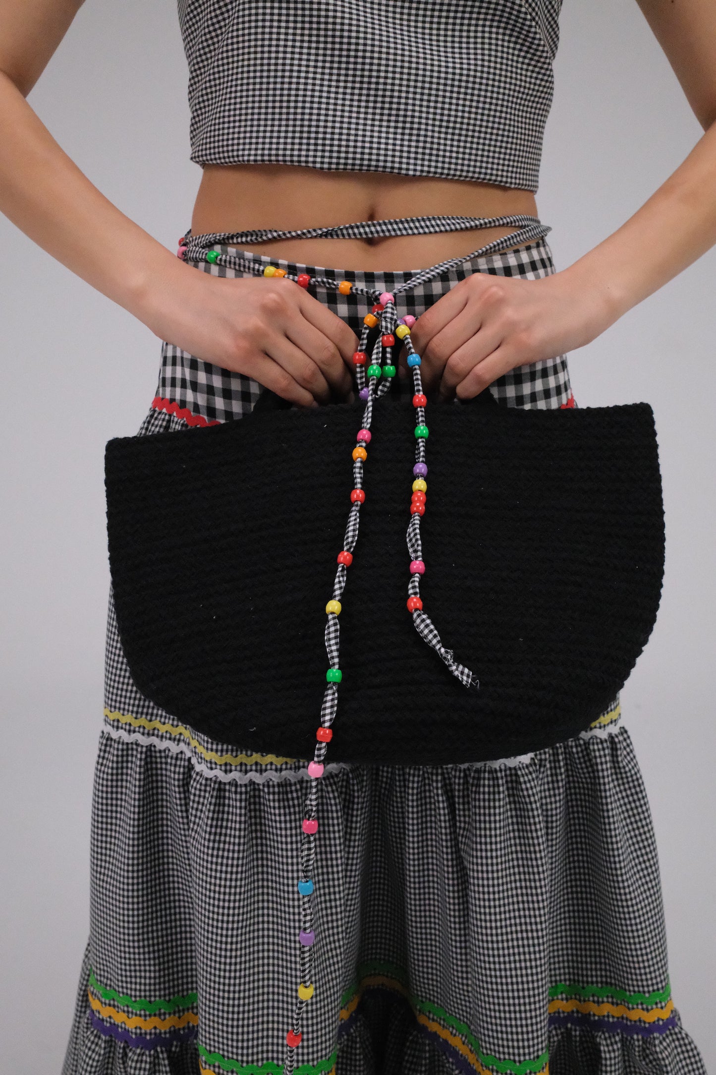 THE ZIGZAG GINGHAM MAXI SKIRT IN BLACK