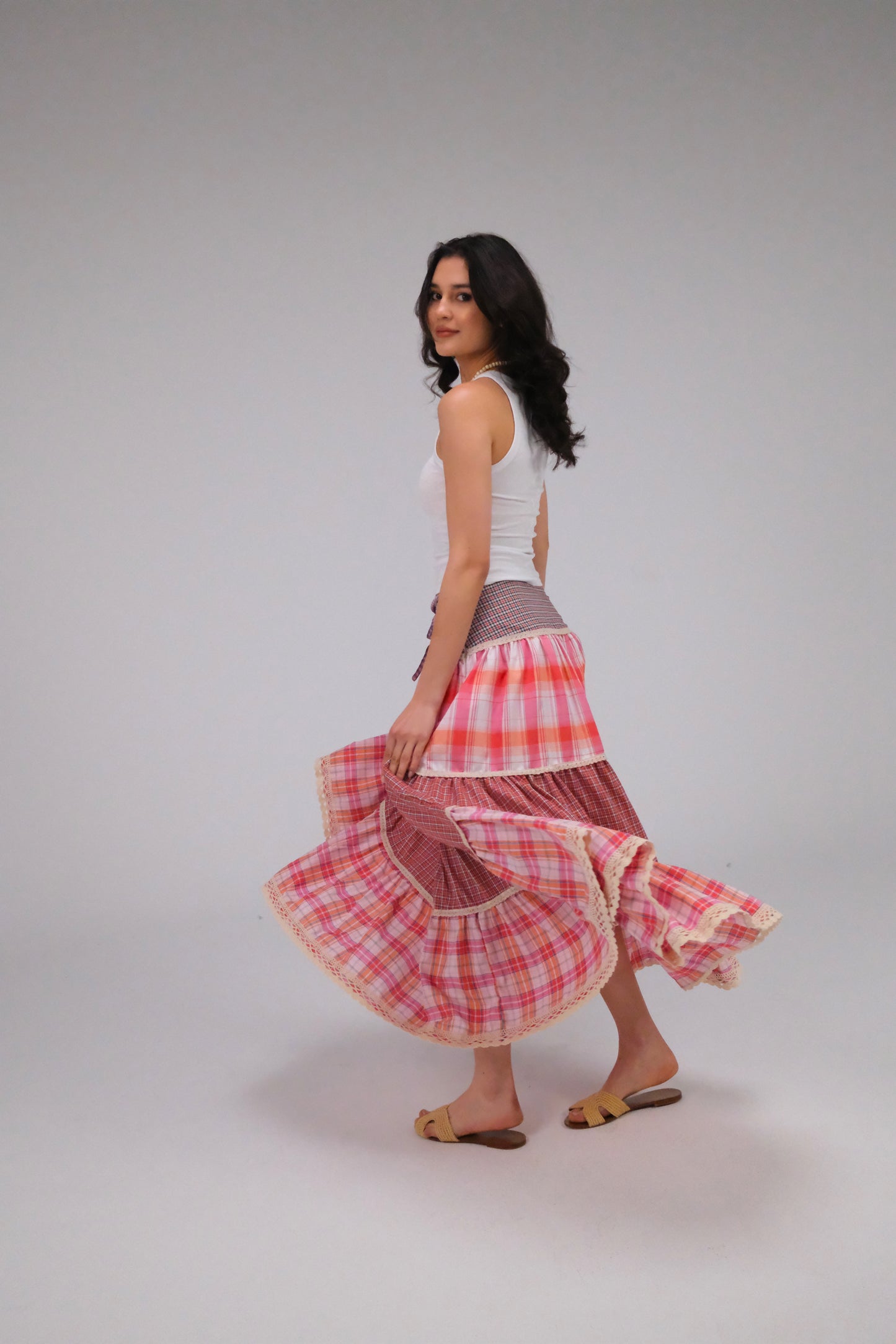 THE MAXI RUFFLED PINKS SKIRT