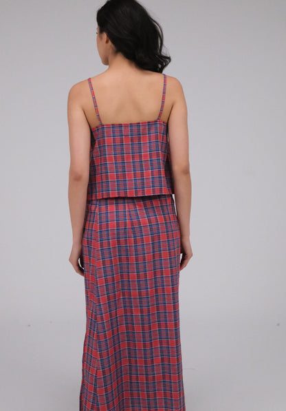 THE RED CHECKED WRAP SKIRT