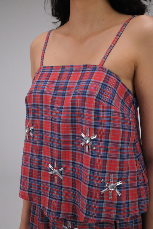 THE RED CHECKED TOP