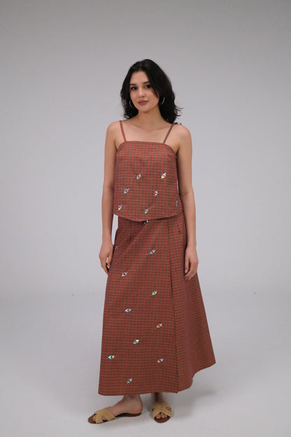 THE ORANGE SKIRT WITH TRIANGLE CRYSTALS