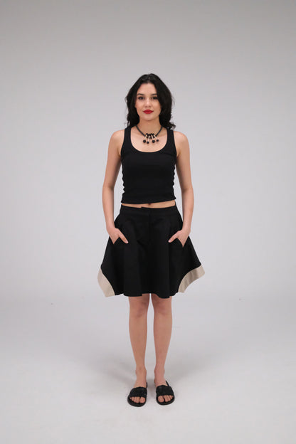 THE BLACK & WHITE MINI GABARDINE SKIRT