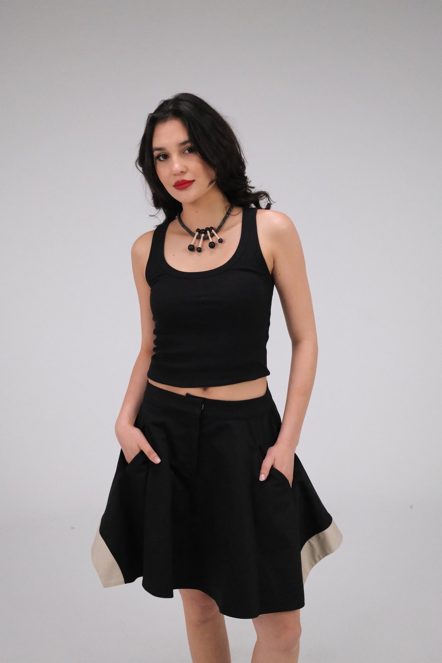 THE BLACK & WHITE MINI GABARDINE SKIRT