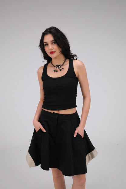 THE BLACK & WHITE MINI GABARDINE SKIRT