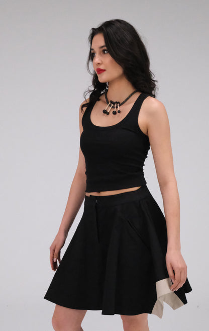 THE BLACK & WHITE MINI GABARDINE SKIRT