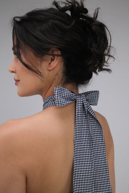 THE DARK BLUE GINGHAM TOP