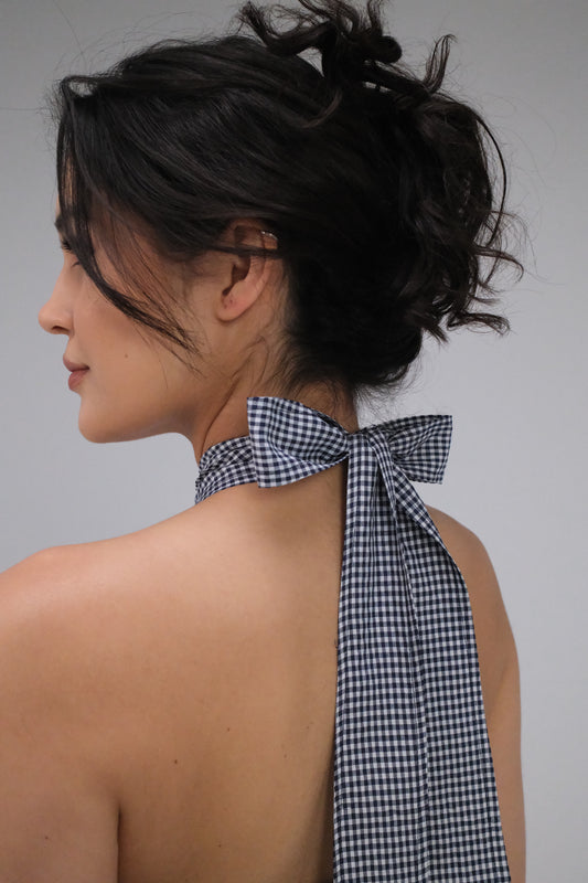 THE DARK BLUE GINGHAM TOP
