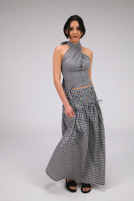 THE BLACK GINGHAM MAXI SKIRT