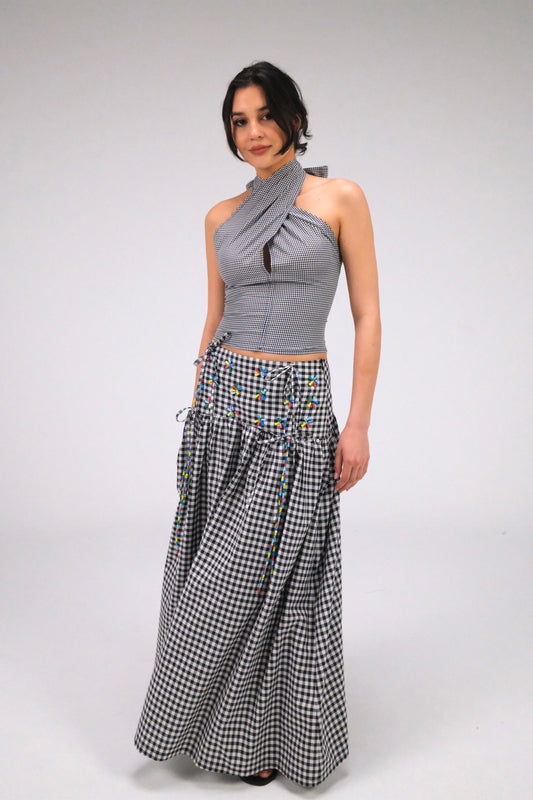 THE BLACK GINGHAM MAXI SKIRT