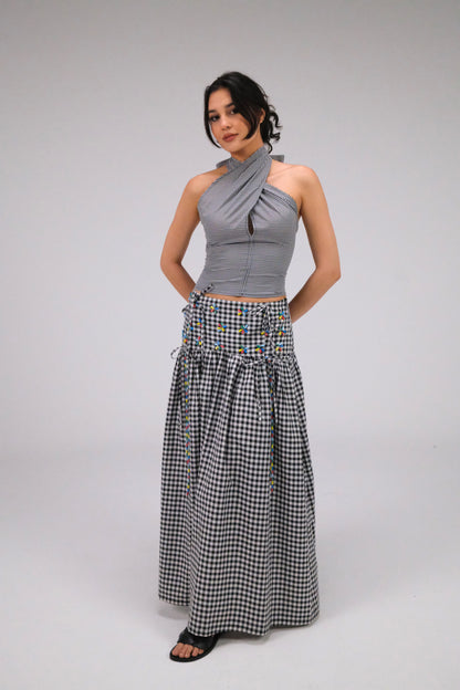 THE BLACK GINGHAM MAXI SKIRT