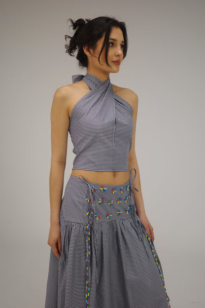 THE DARK BLUE GINGHAM TOP