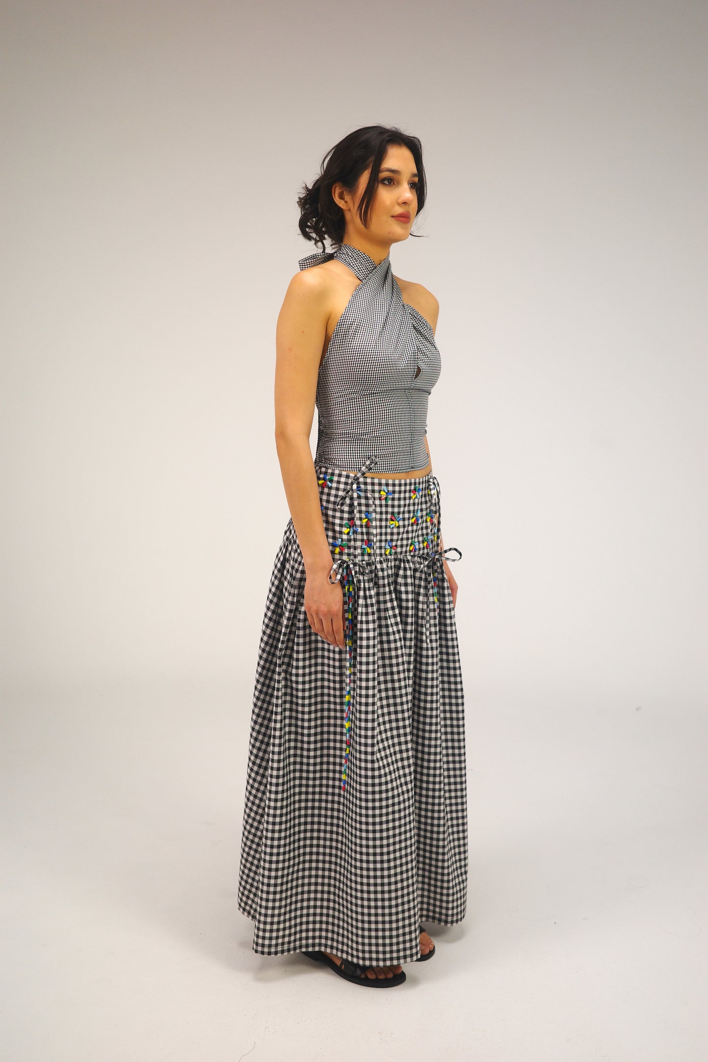 THE BLACK GINGHAM MAXI SKIRT