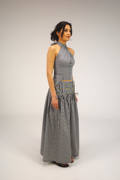 THE BLACK GINGHAM MAXI SKIRT