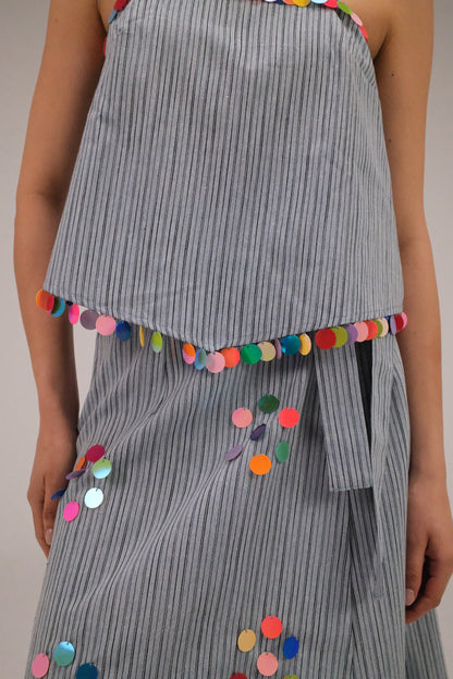 THE BLUE TOP WITH COINS
