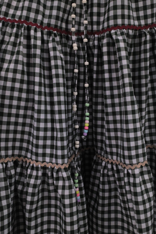 THE ZIGZAG GINGHAM MAXI SKIRT IN GREEN
