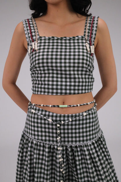 THE ZIGZAG GINGHAM TOP IN GREEN