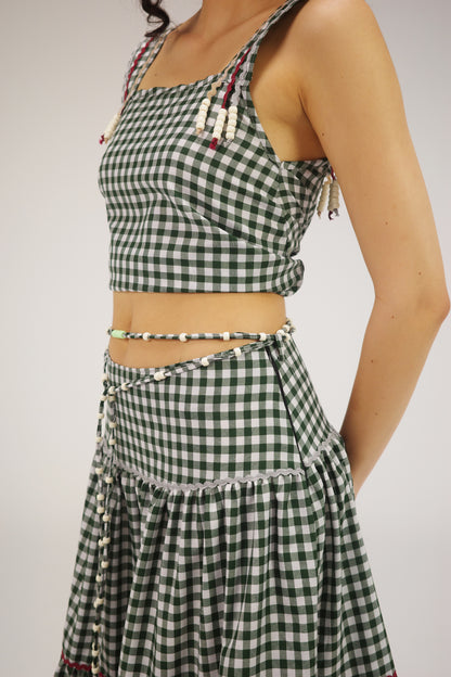 THE ZIGZAG GINGHAM TOP IN GREEN