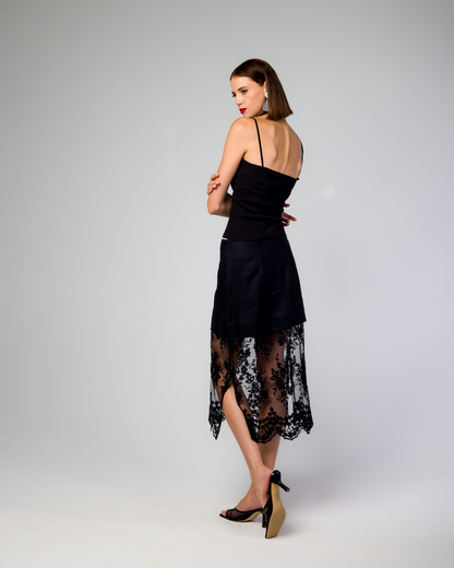THE LINEN & LACE MIX SKIRT