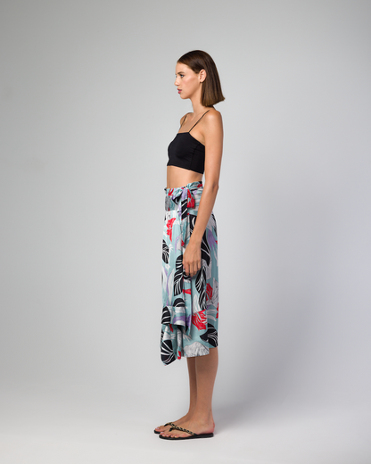THE ASYMMETRIC WRAP SATIN SKIRT