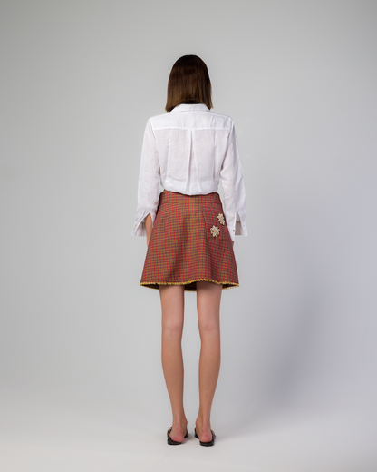 ORANGE CHECKS MINI SKIRT